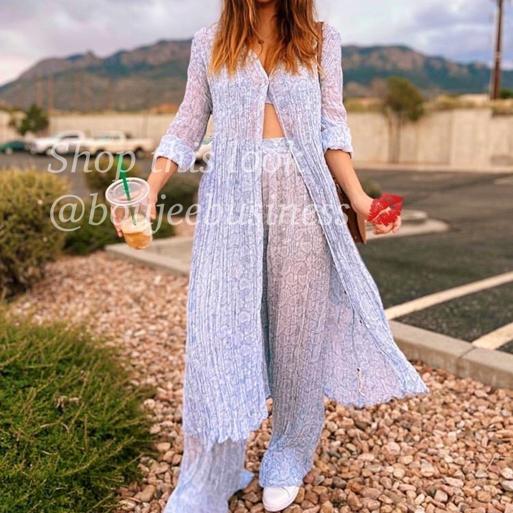 ZARA BNWT Wrinkled Effect Printed Dress + Pants 2pc Coord Set